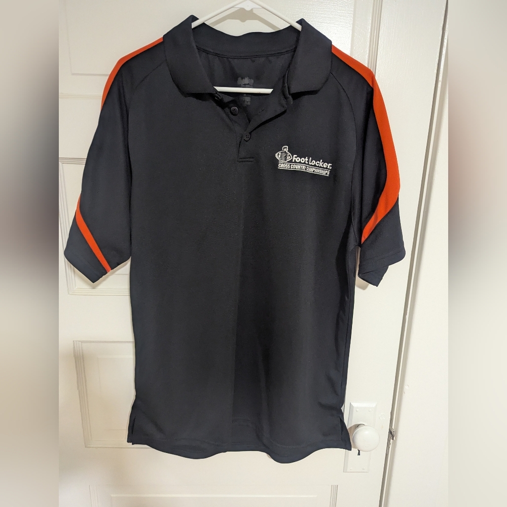 mens Size Large Foot Locker Black and Orange Polo Shirt, Men's Cross Country